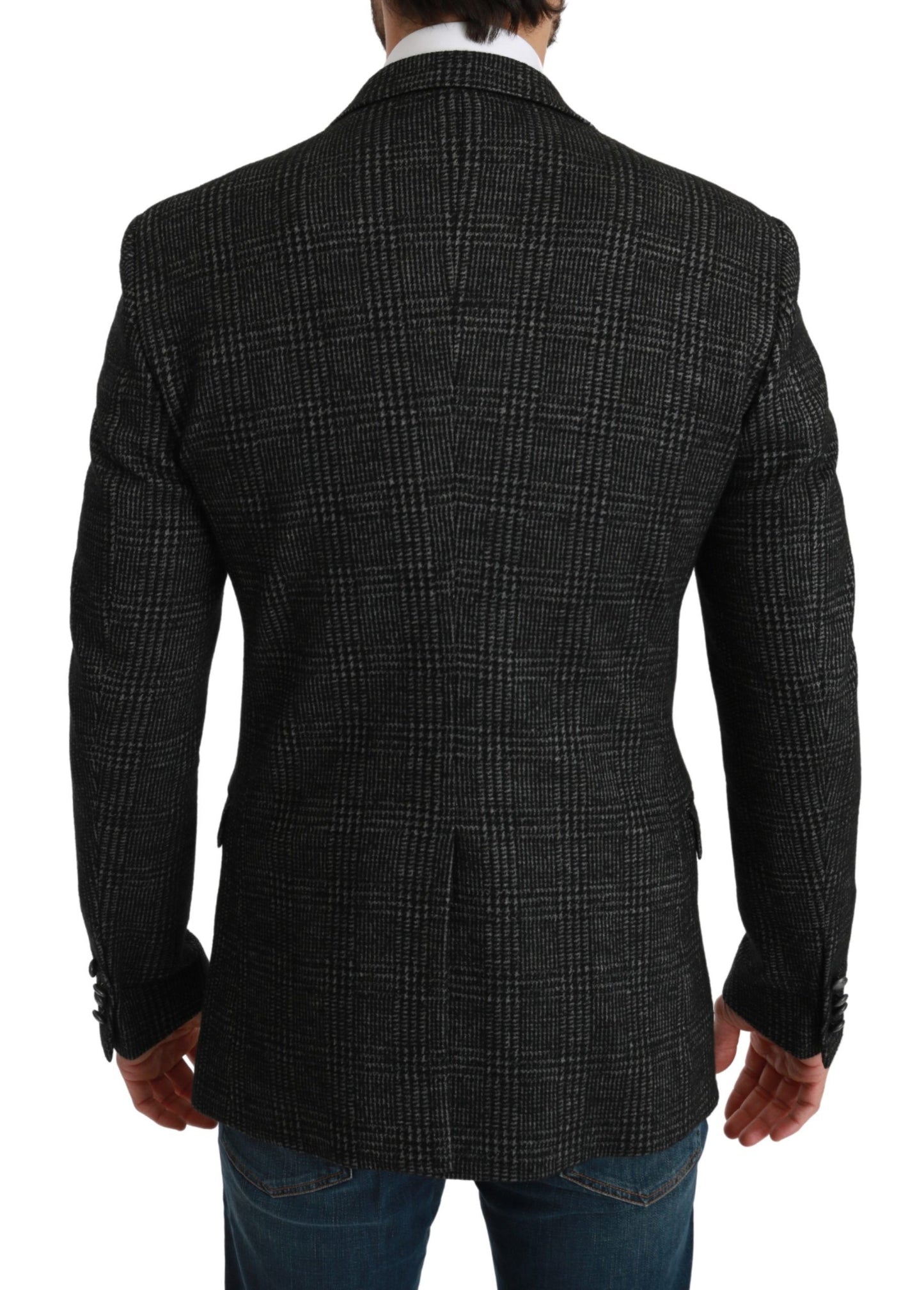 Graue karierte Slim Fit Jacke Blazer