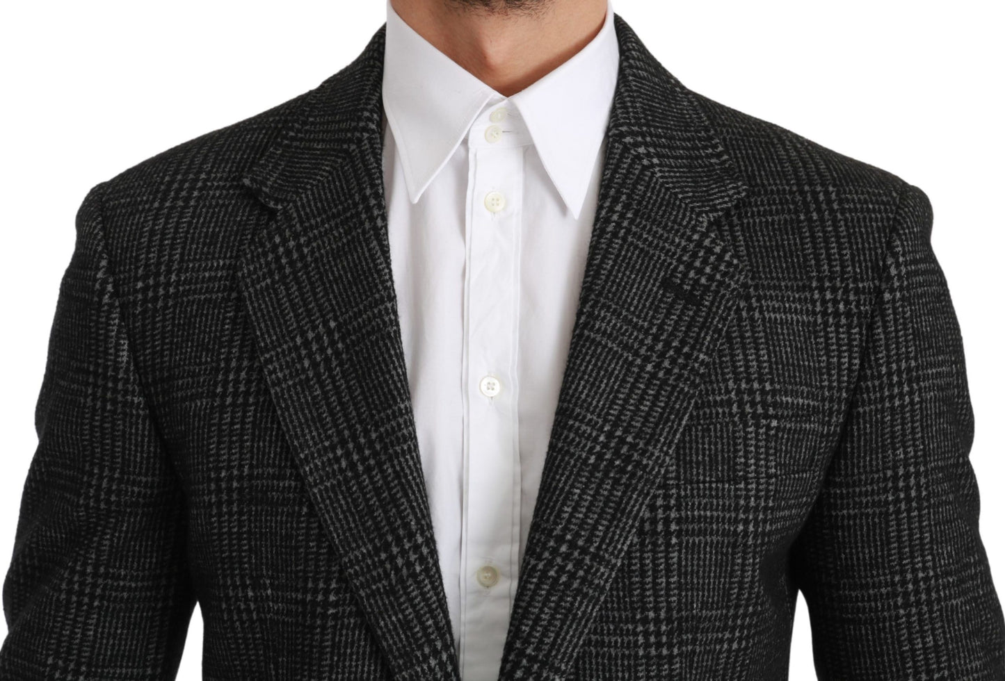 Graue karierte Slim Fit Jacke Blazer