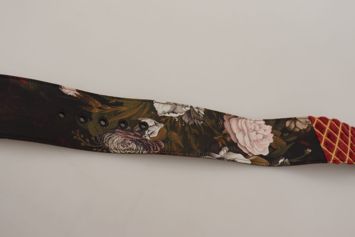 Multicolor Breiter Leder Floral Gold Metall Schnalle Gürtel