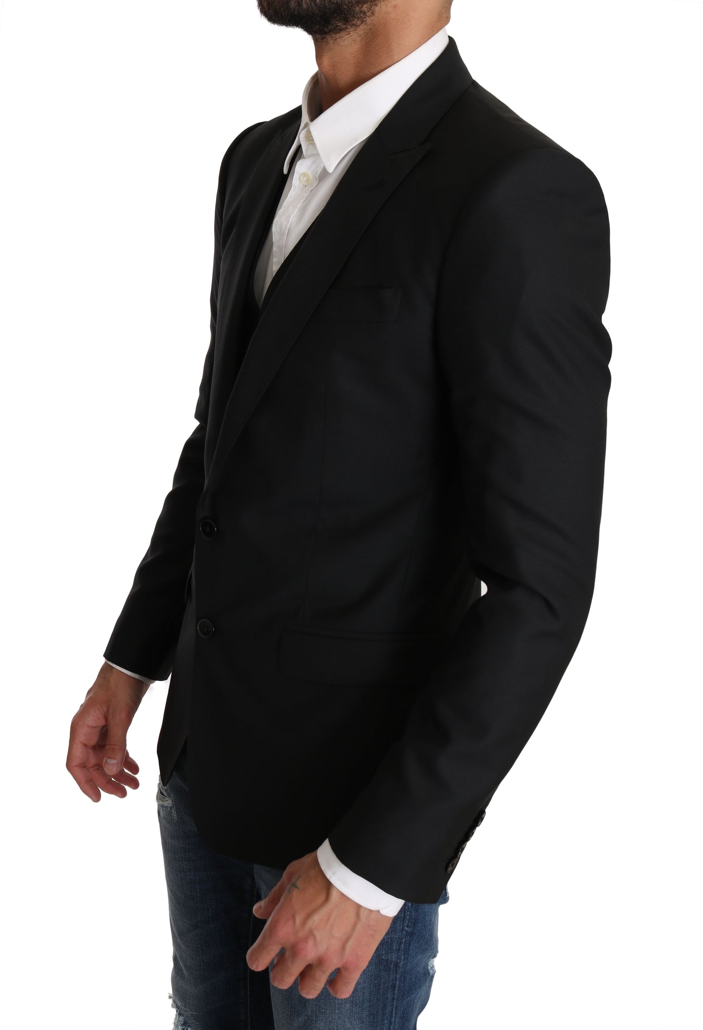 Blazer Weste 2 Stück Schwarz Wolle MARTINI