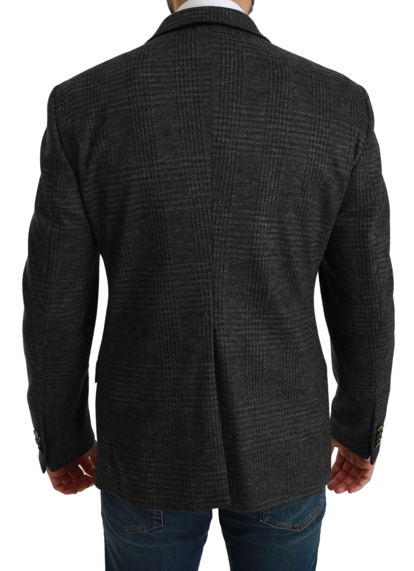 Grau kariertes Wollsakko Formeller Blazer