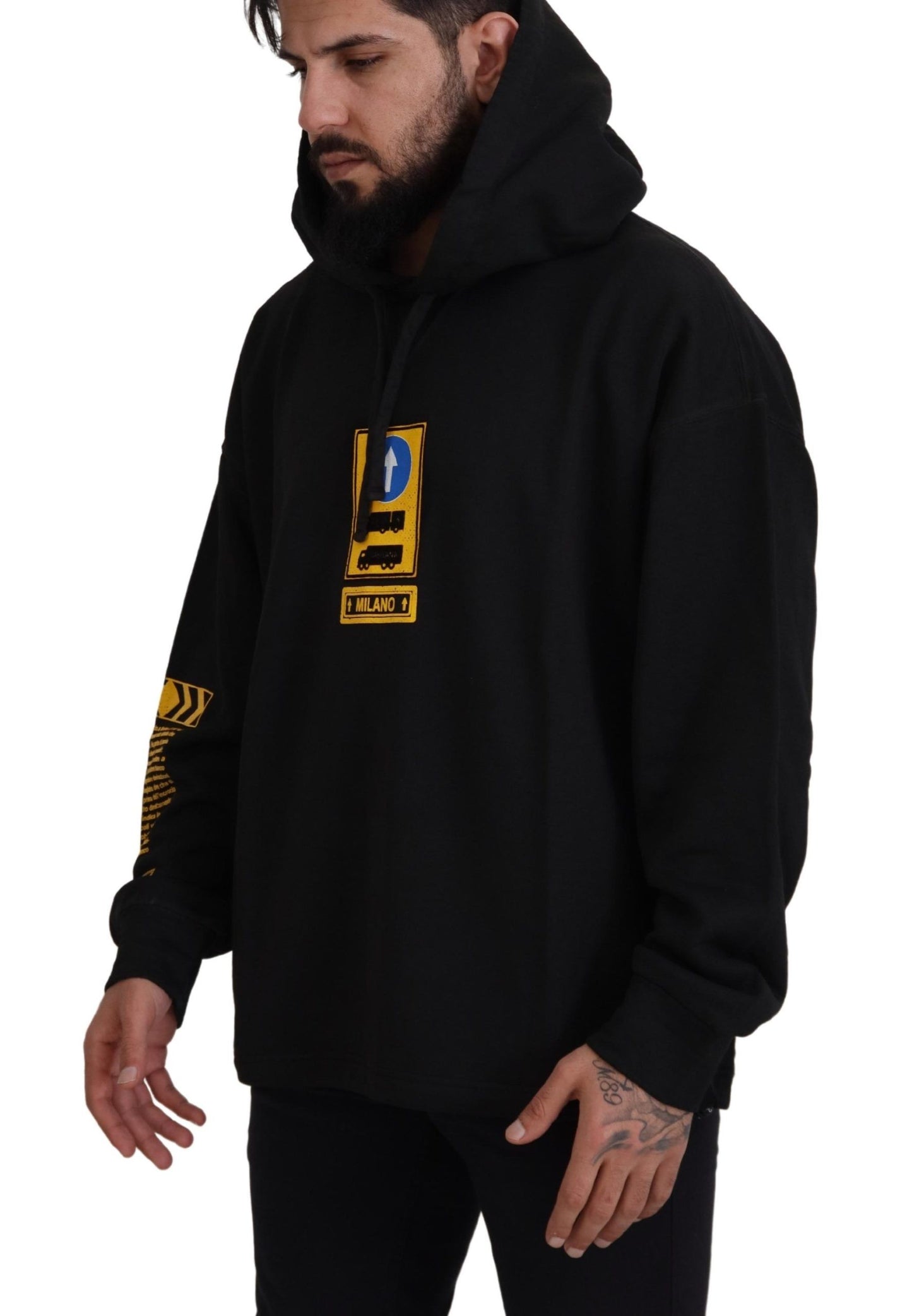 Schwarzer DG Shield Pullover aus Baumwolle mit Kapuze