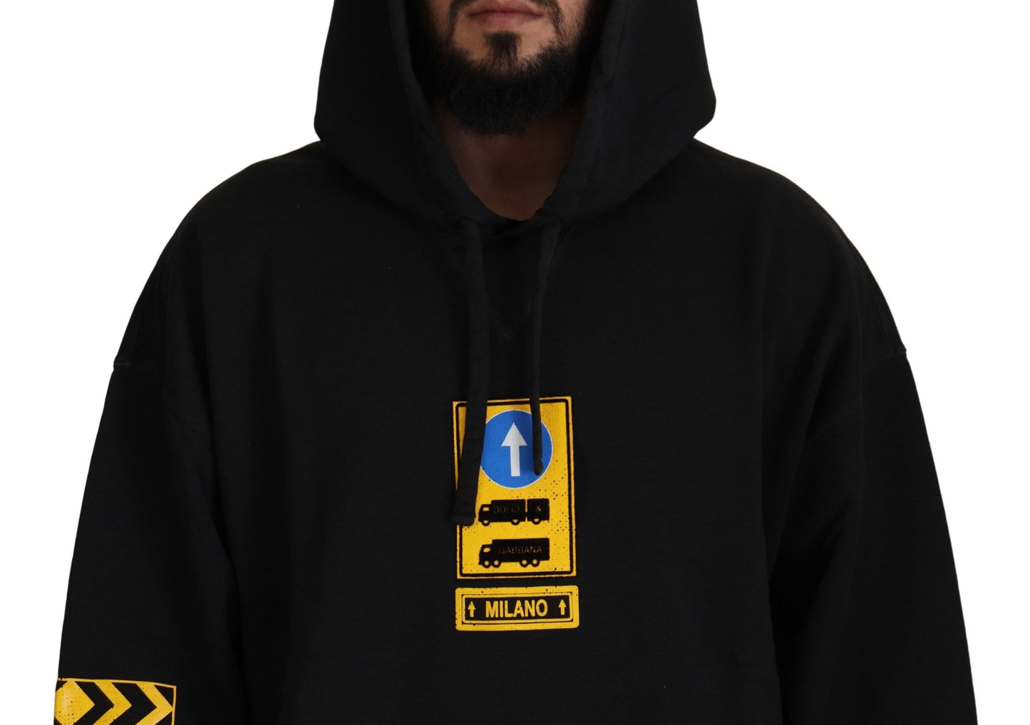 Schwarzer DG Shield Pullover aus Baumwolle mit Kapuze