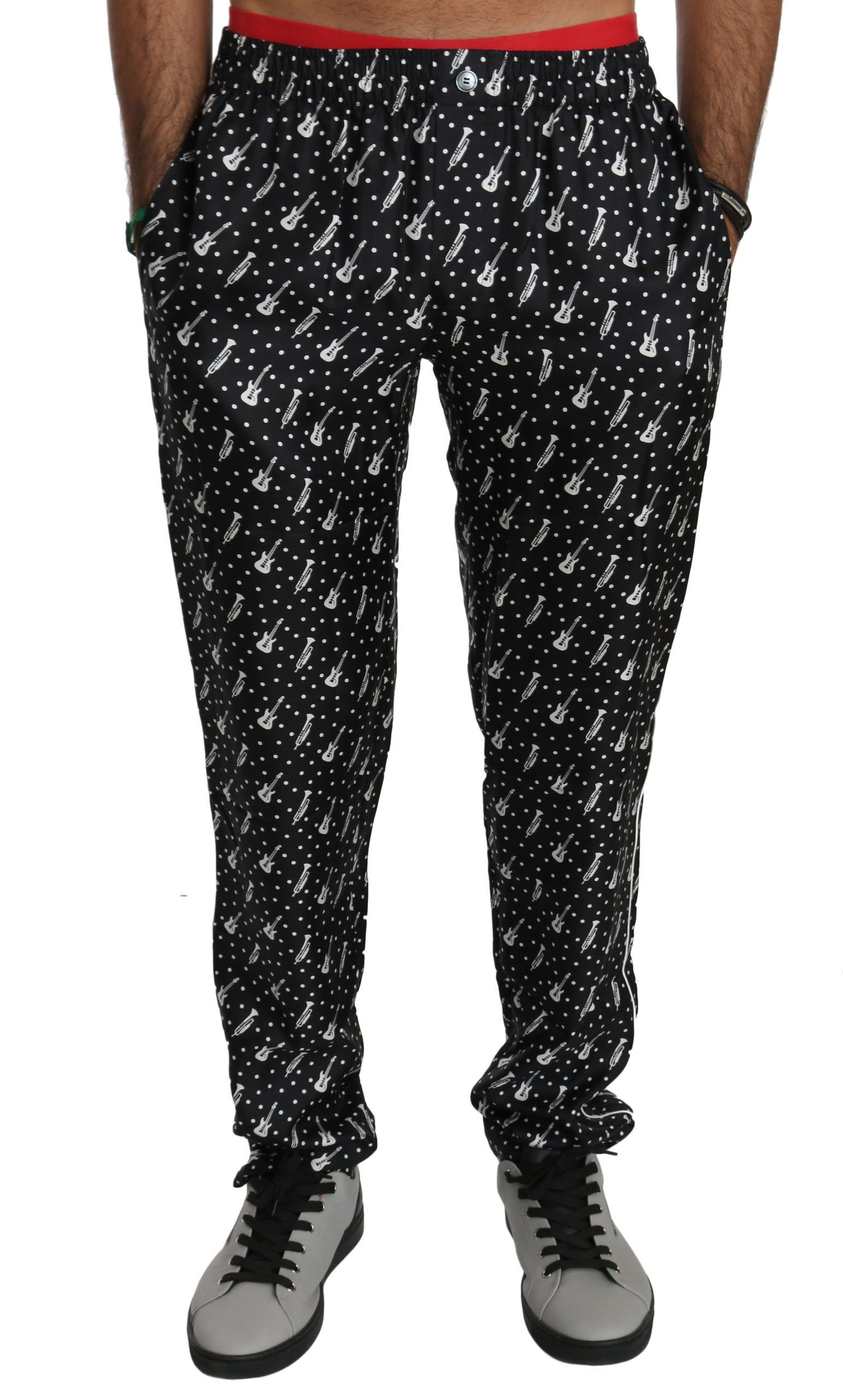 Schwarze Musikinstrumenten-Hose aus Seide