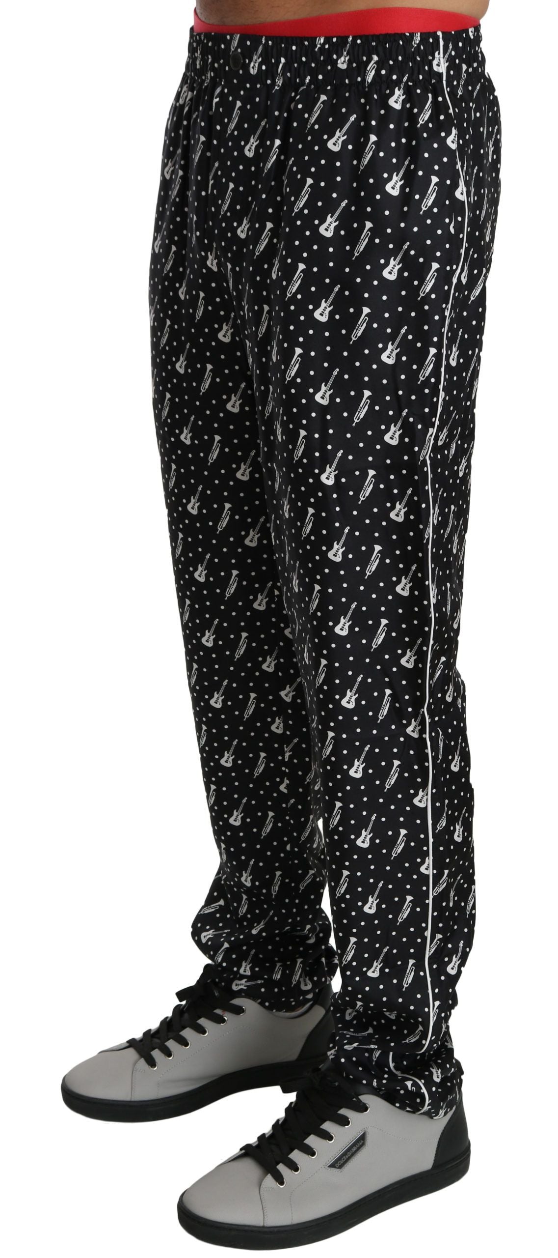 Schwarze Musikinstrumenten-Hose aus Seide