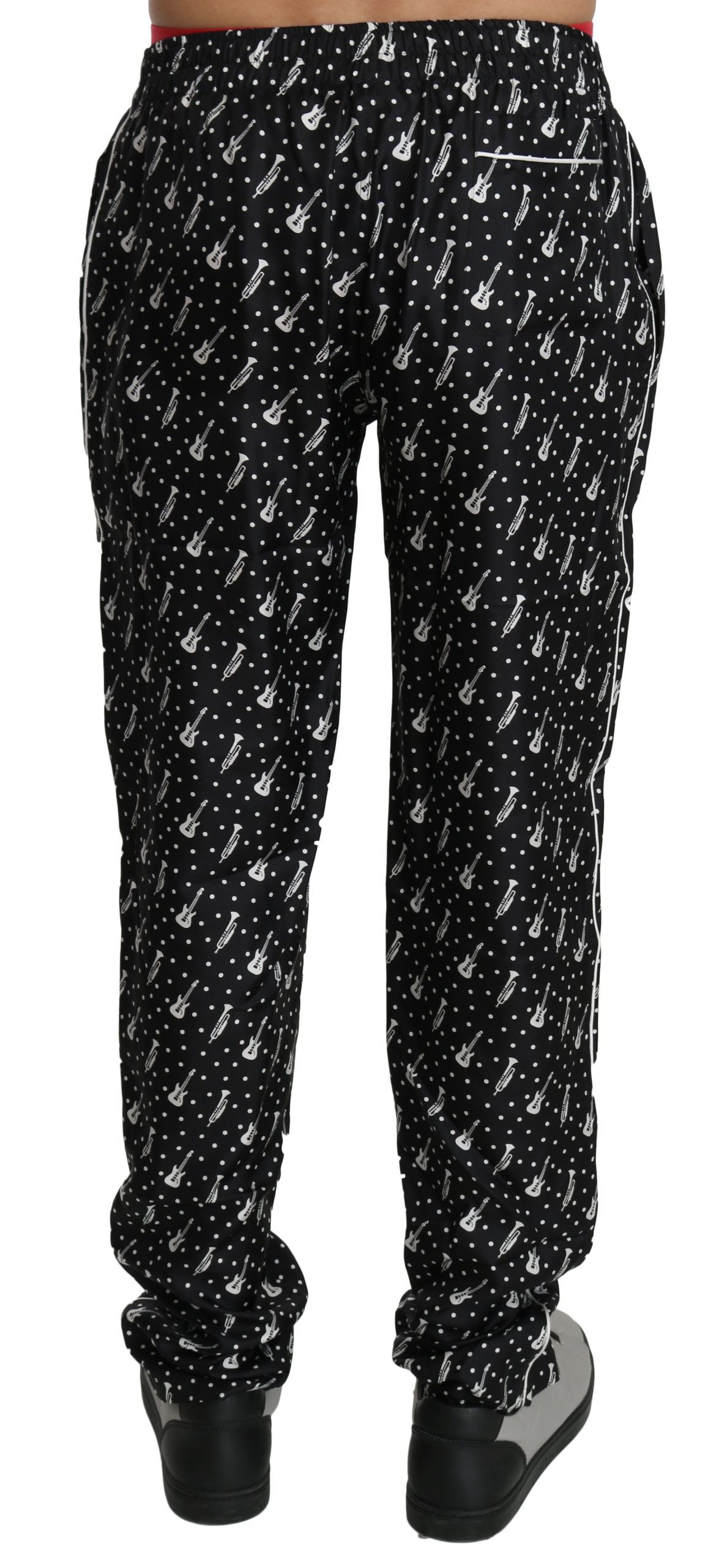 Schwarze Musikinstrumenten-Hose aus Seide