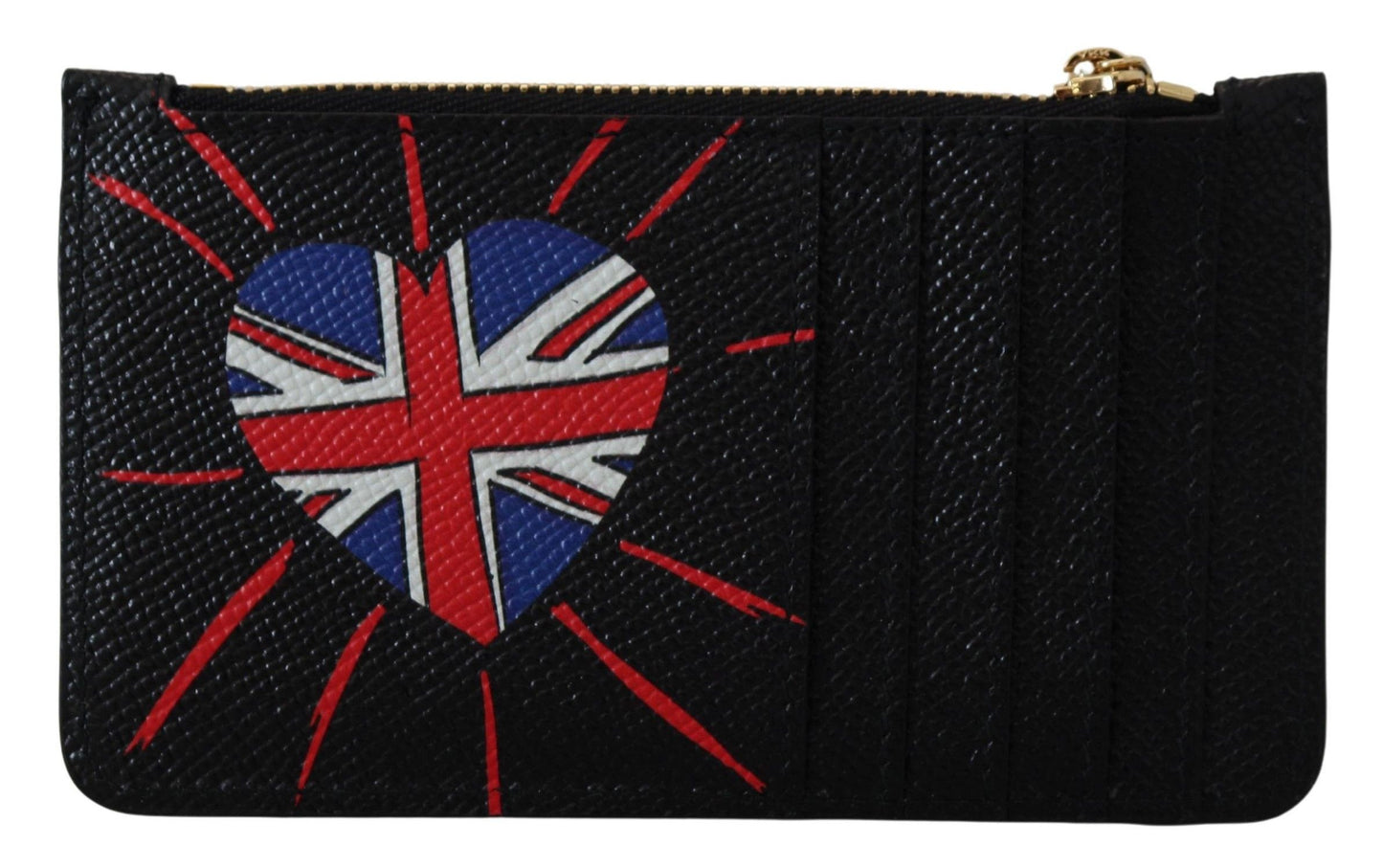 Schwarzes Leder #DGLovesLondon Frauen Kartenhalter Münzetui Brieftasche