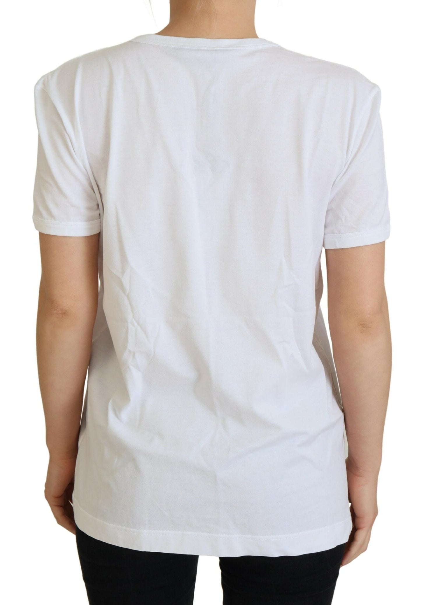 Weißes bedrucktes Pullover-Top mit kurzen Ärmeln