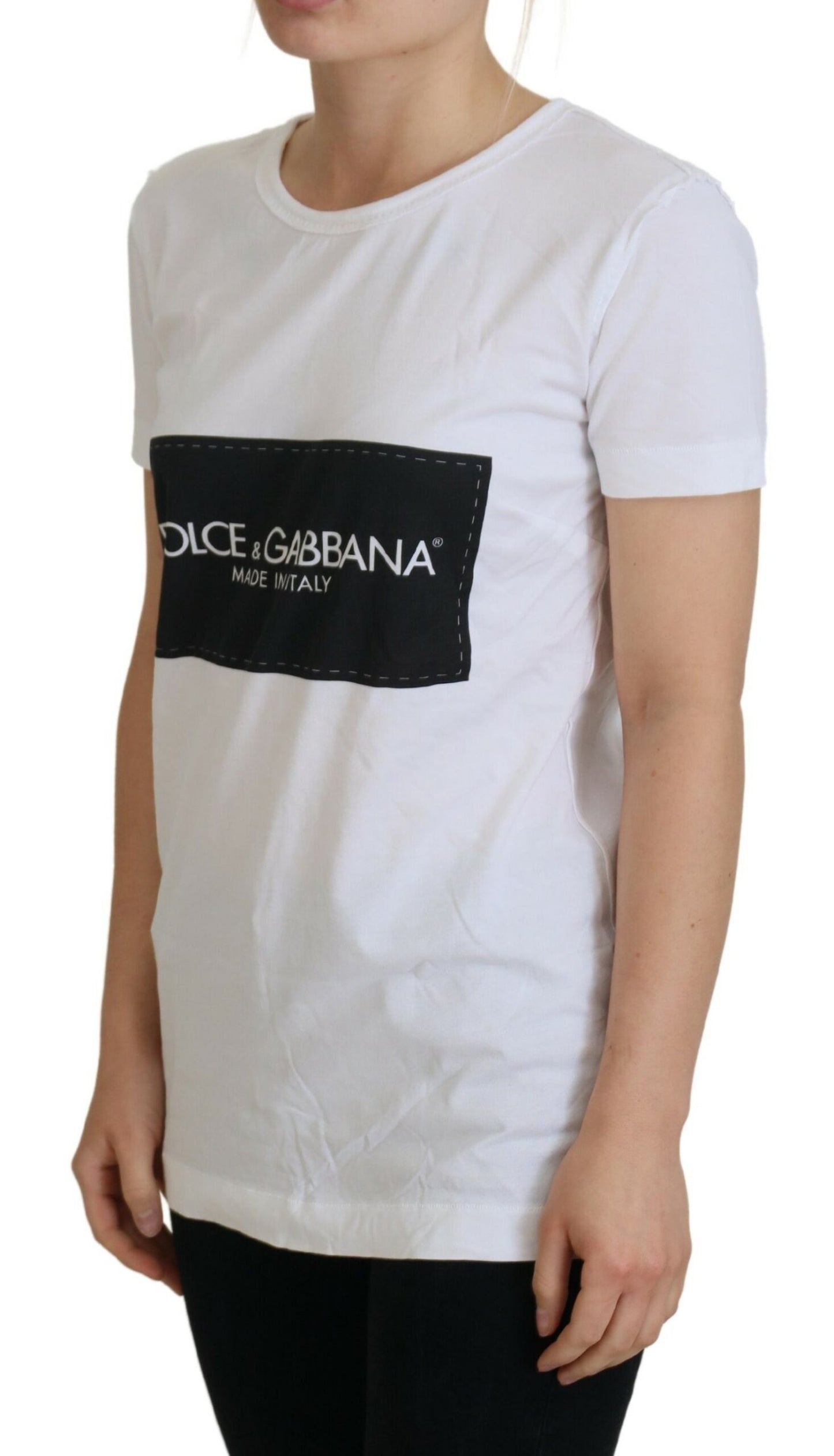 Weißes Baumwoll-T-Shirt mit Logodruck