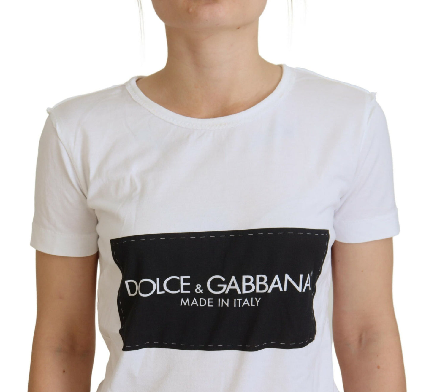 Weißes Baumwoll-T-Shirt mit Logodruck
