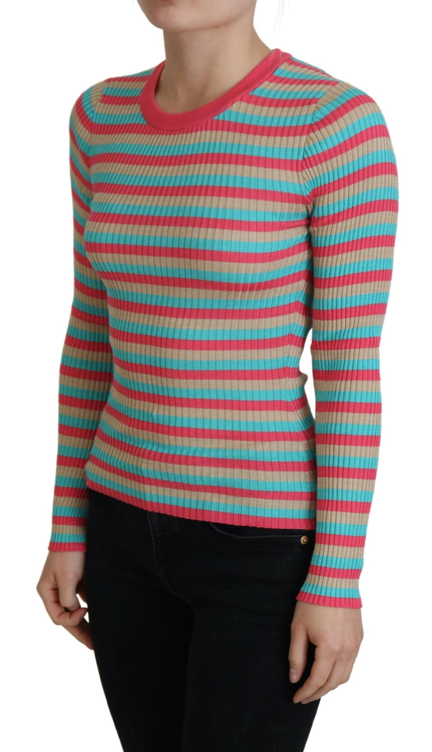 Multicolor Pullover mit Rundhalsausschnitt aus Seide