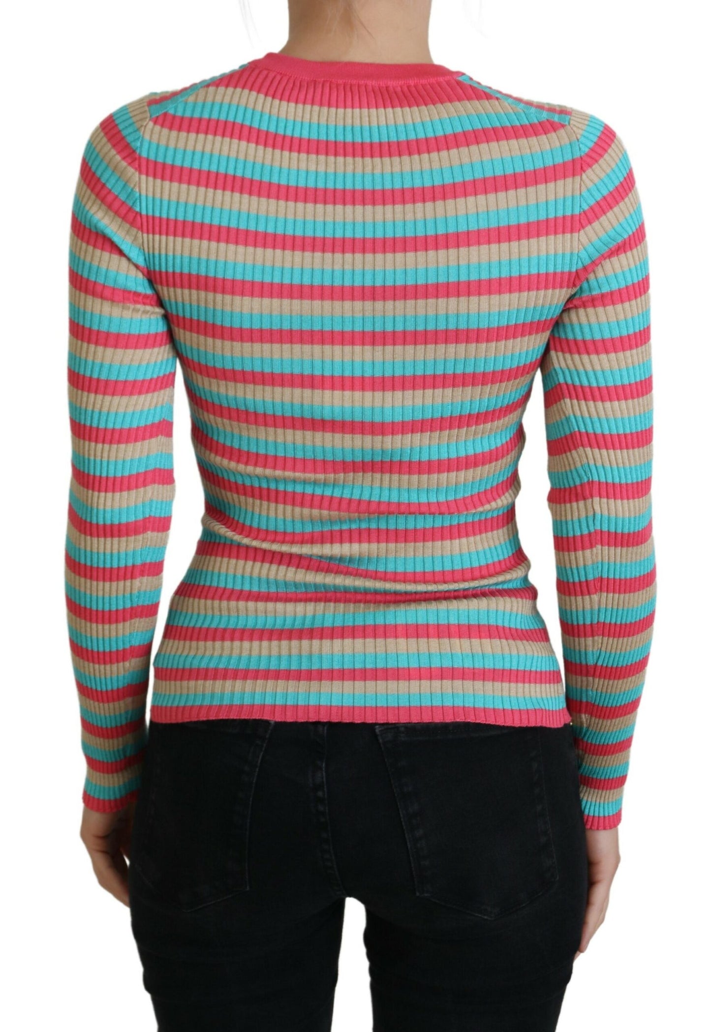Multicolor Pullover mit Rundhalsausschnitt aus Seide