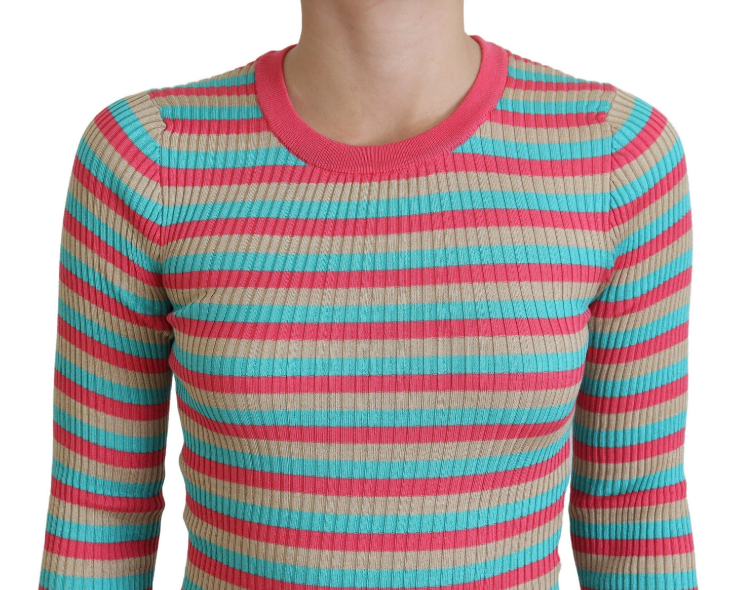 Multicolor Pullover mit Rundhalsausschnitt aus Seide