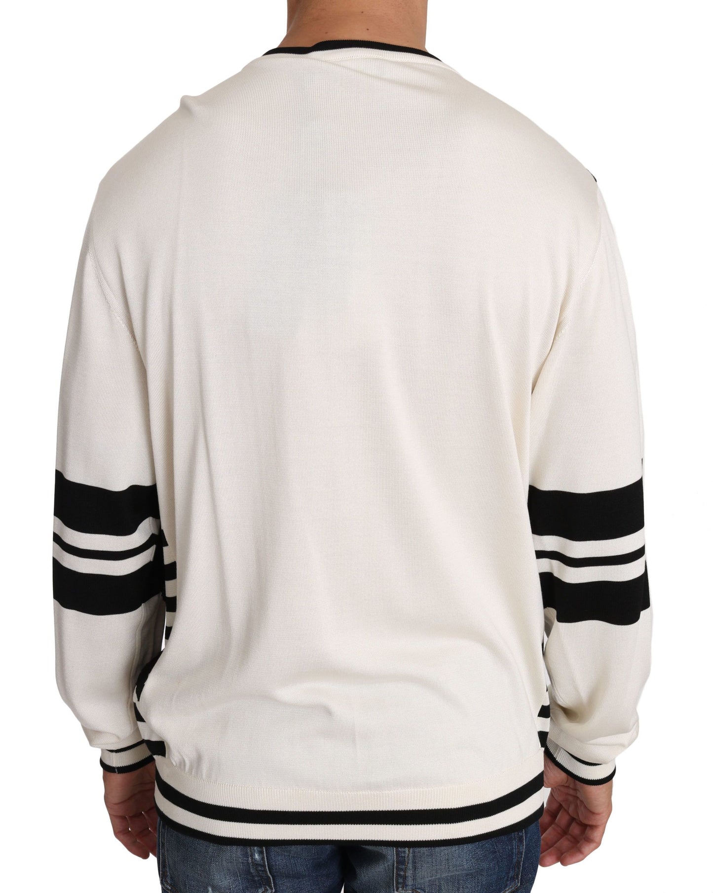 Weißer Jazz Pailletten-Gitarren-Pullover Top Pullover