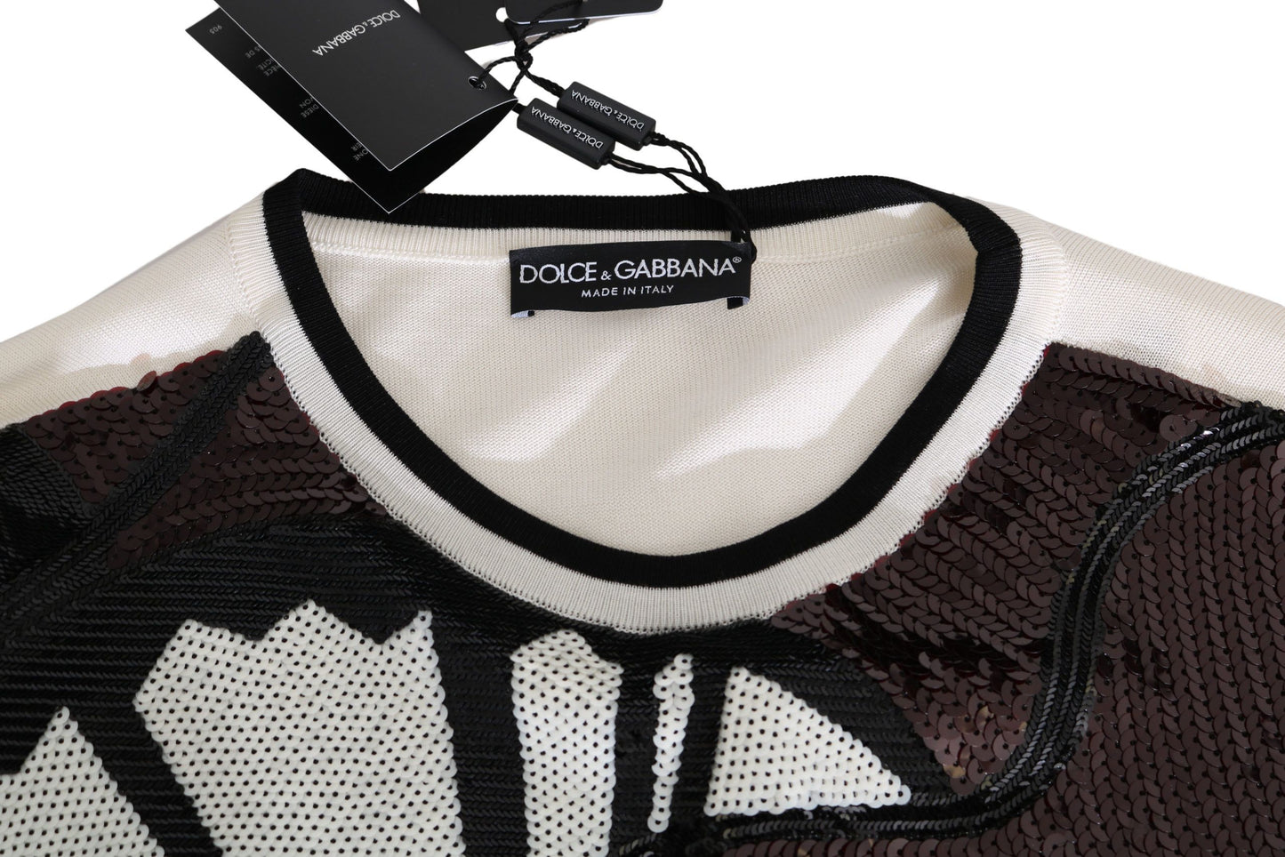 Weißer Jazz Pailletten-Gitarren-Pullover Top Pullover