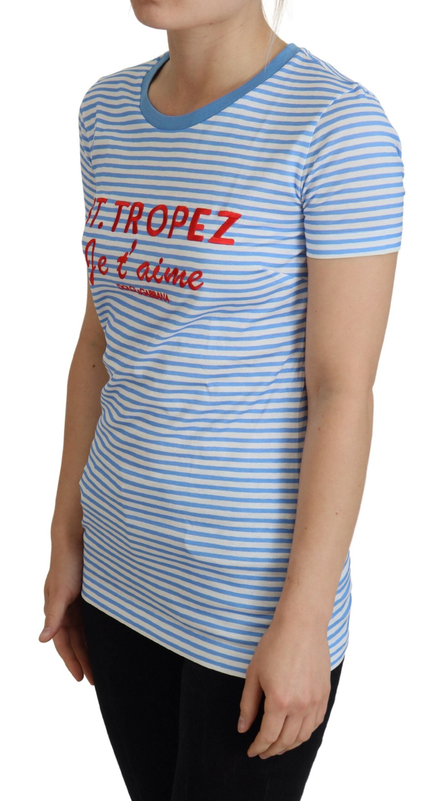 Weiß Blau Baumwolle Exklusiv ST. TROPEZ-T-Shirt