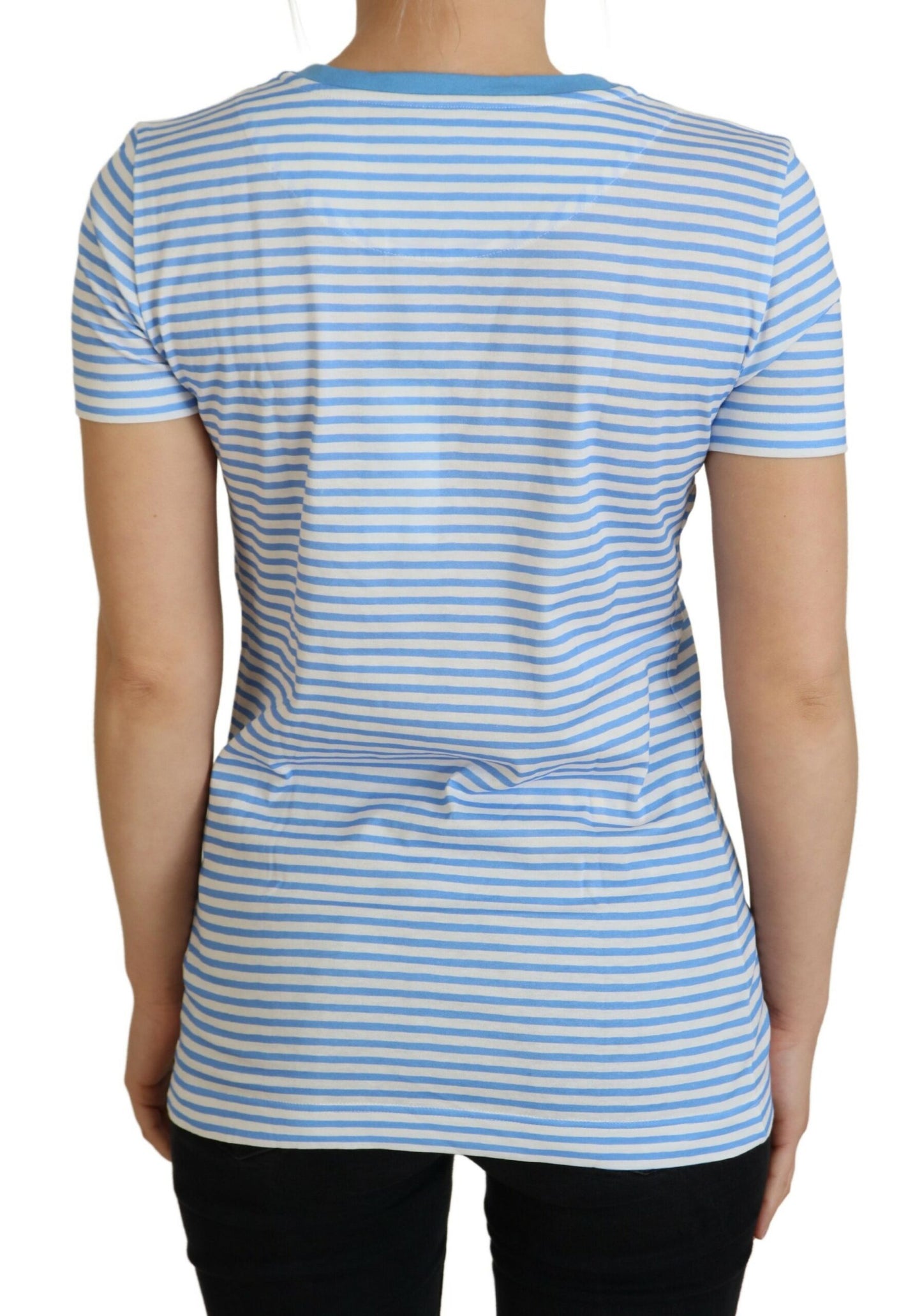 Weiß Blau Baumwolle Exklusiv ST. TROPEZ-T-Shirt