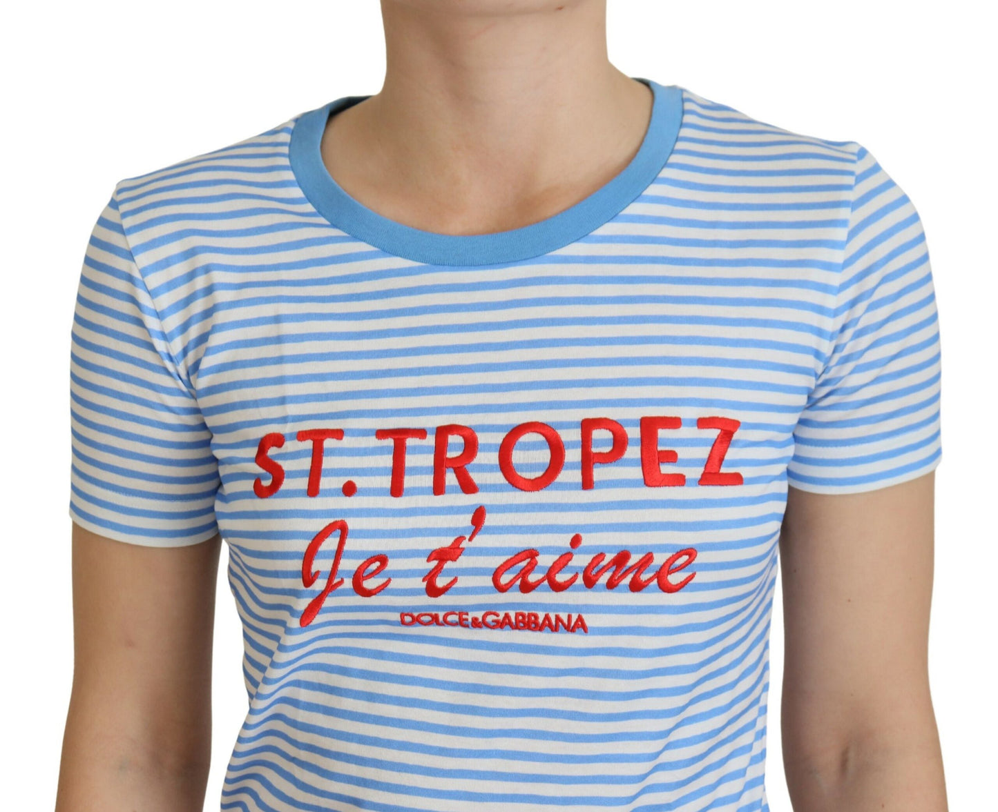 Weiß Blau Baumwolle Exklusiv ST. TROPEZ-T-Shirt