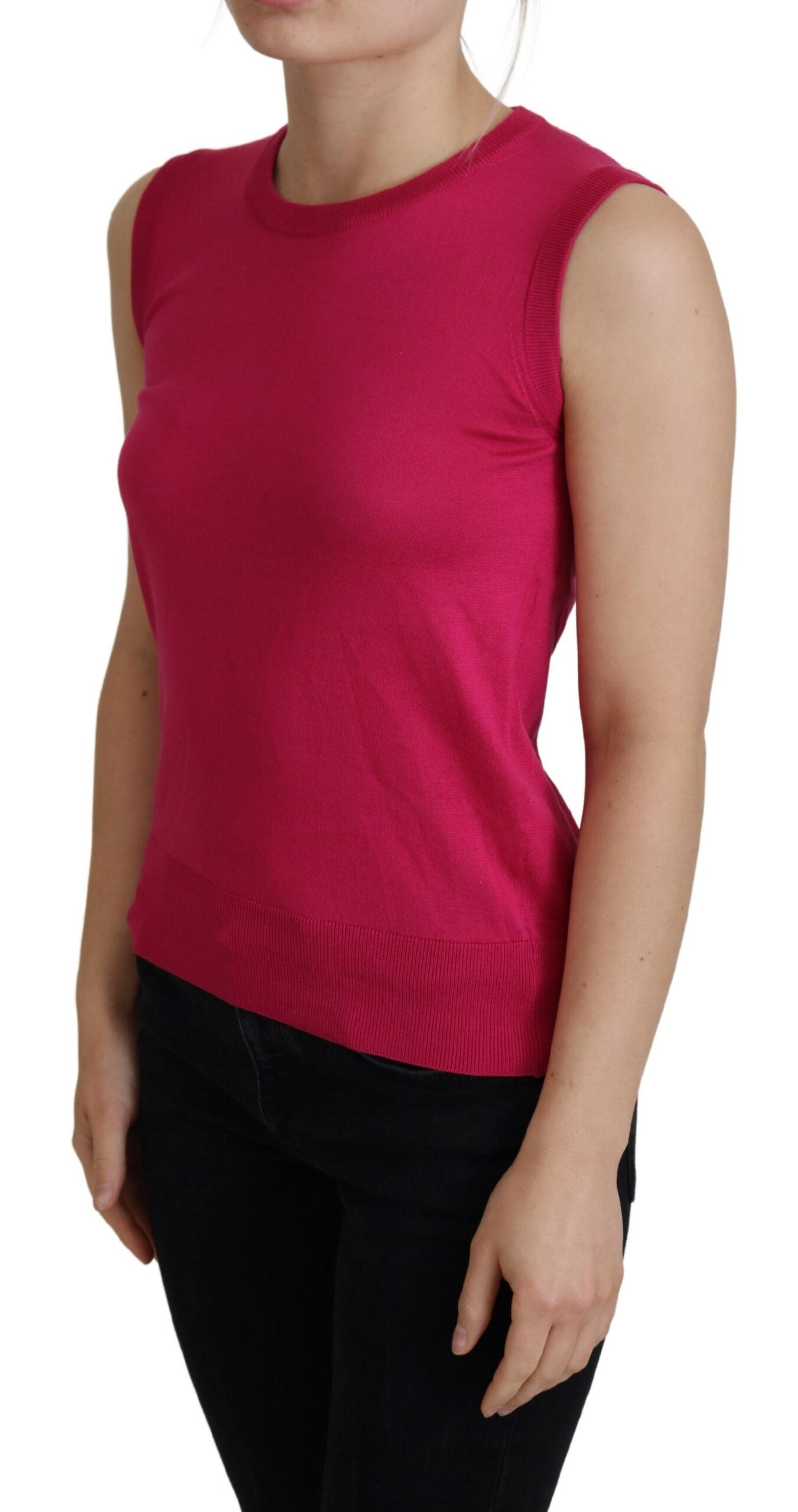 Rosa Seidenweste Pullover mit Rundhalsausschnitt Tank Top