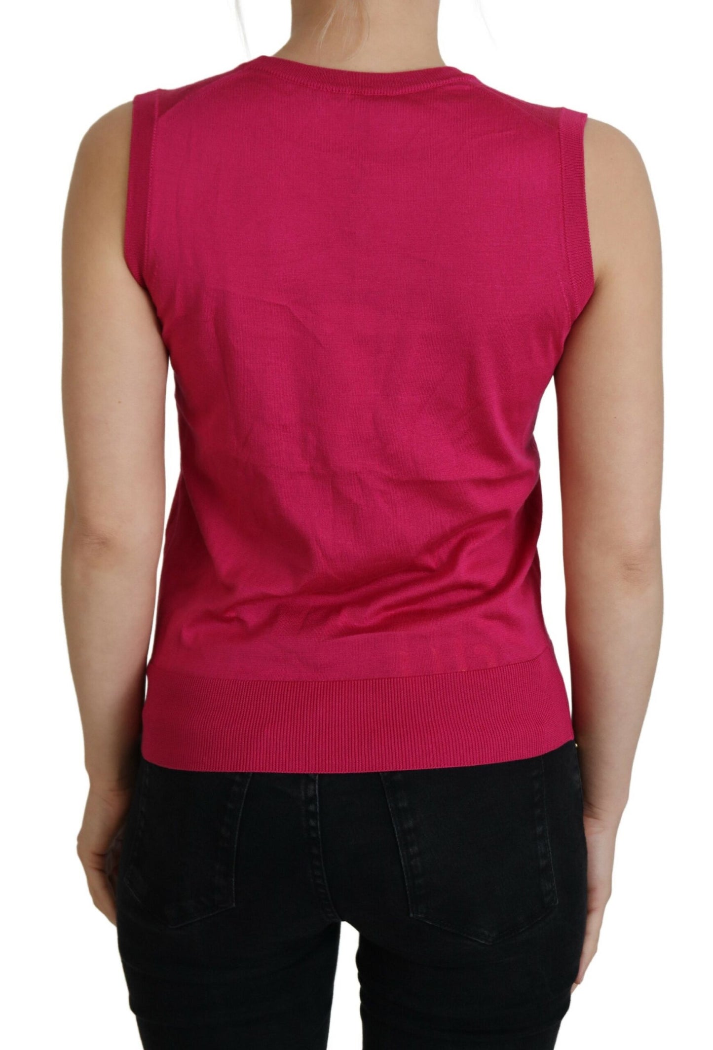 Rosa Seidenweste Pullover mit Rundhalsausschnitt Tank Top