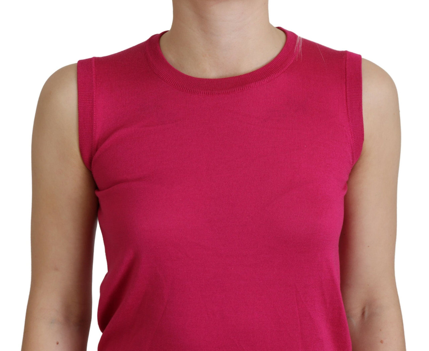 Rosa Seidenweste Pullover mit Rundhalsausschnitt Tank Top