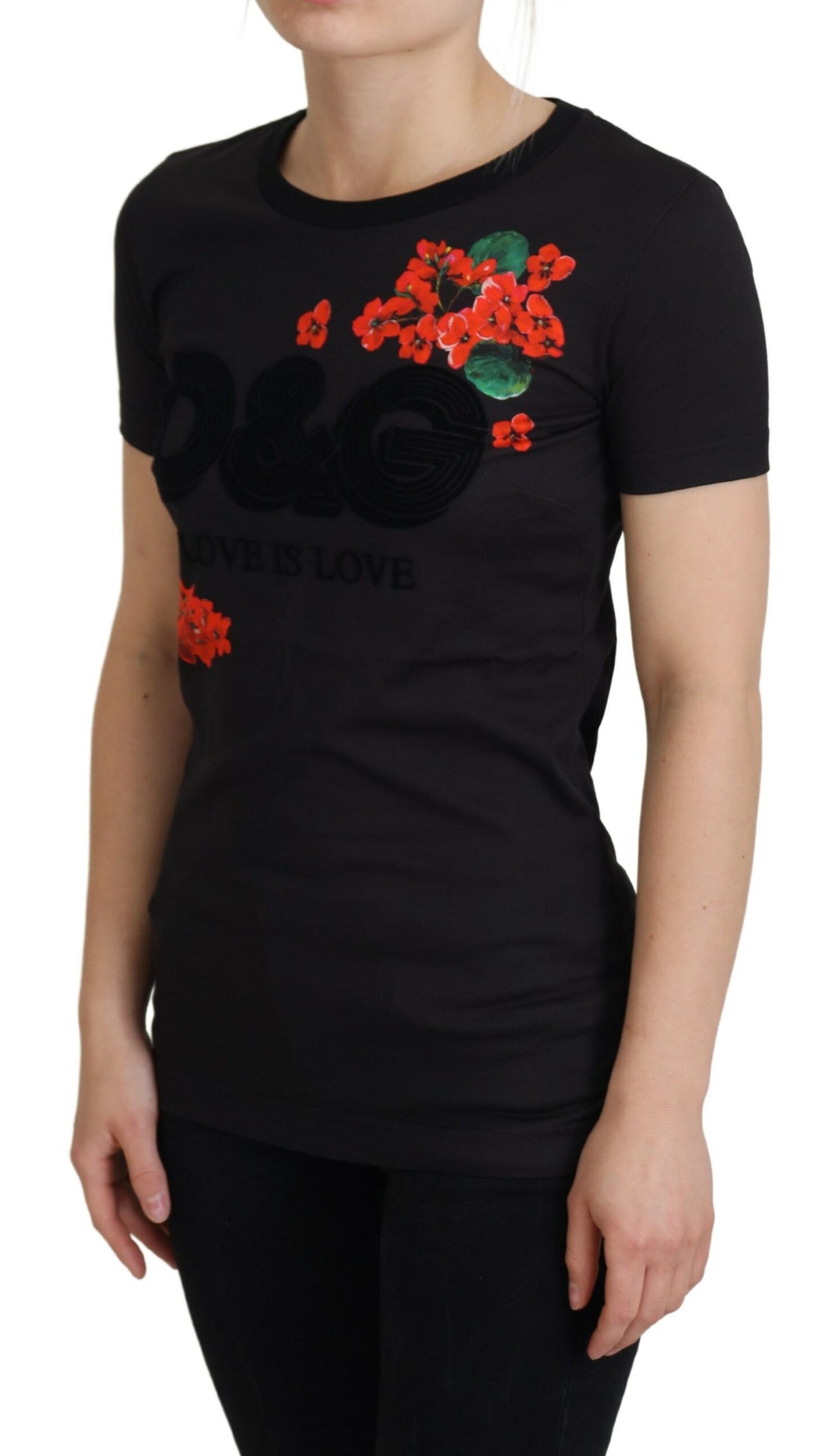 Schwarzes Baumwoll-T-Shirt von D&G Love is Love