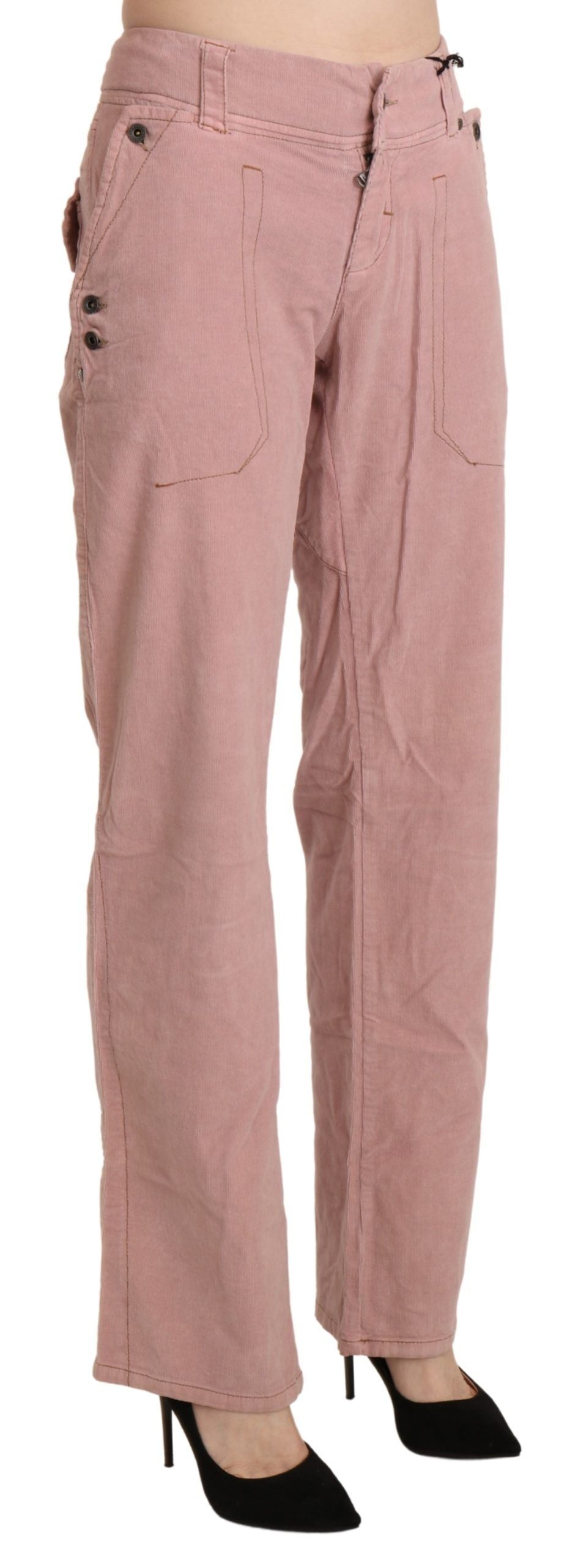 Rosa High Waist Straight Hose aus Baumwolle