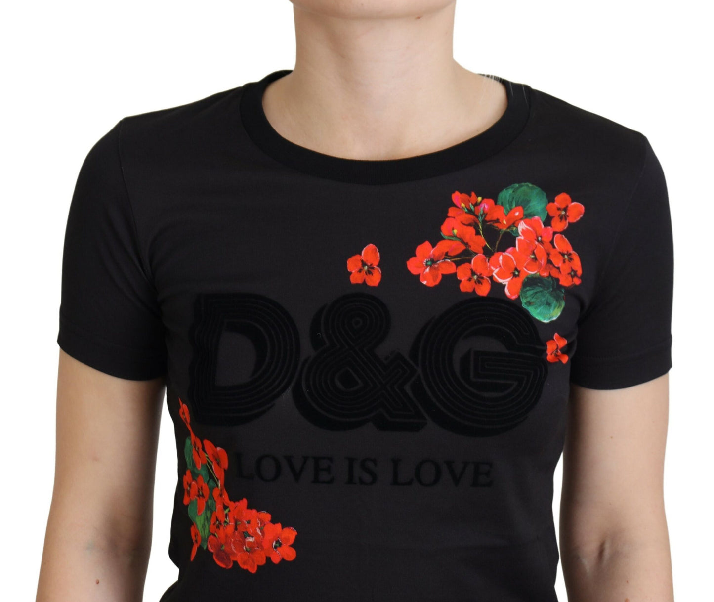 Schwarzes Baumwoll-T-Shirt von D&G Love is Love