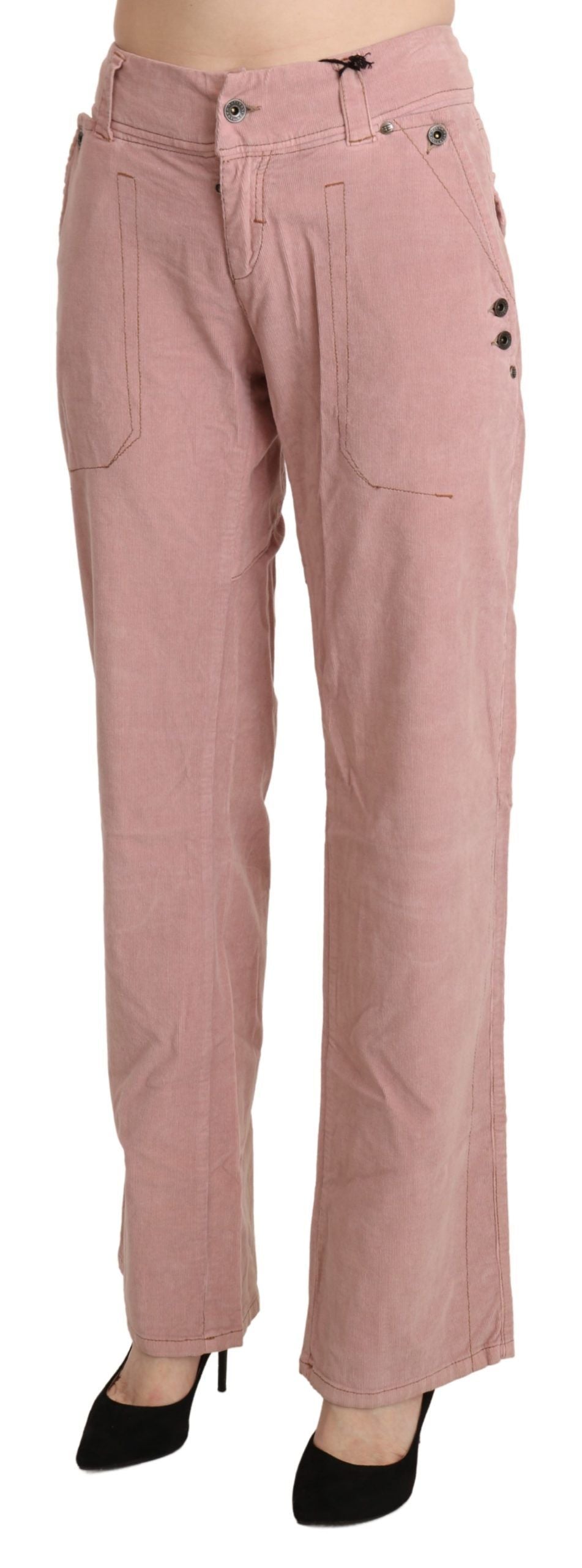 Rosa High Waist Straight Hose aus Baumwolle