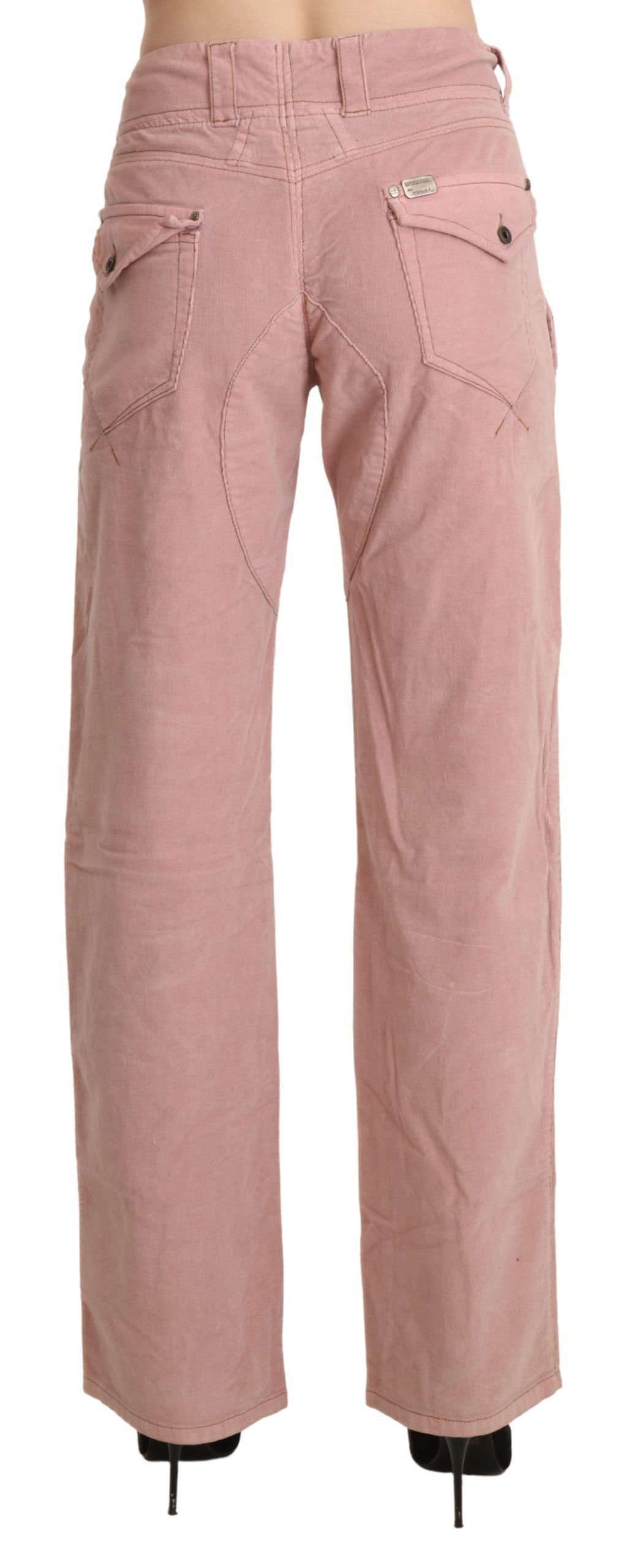Rosa High Waist Straight Hose aus Baumwolle