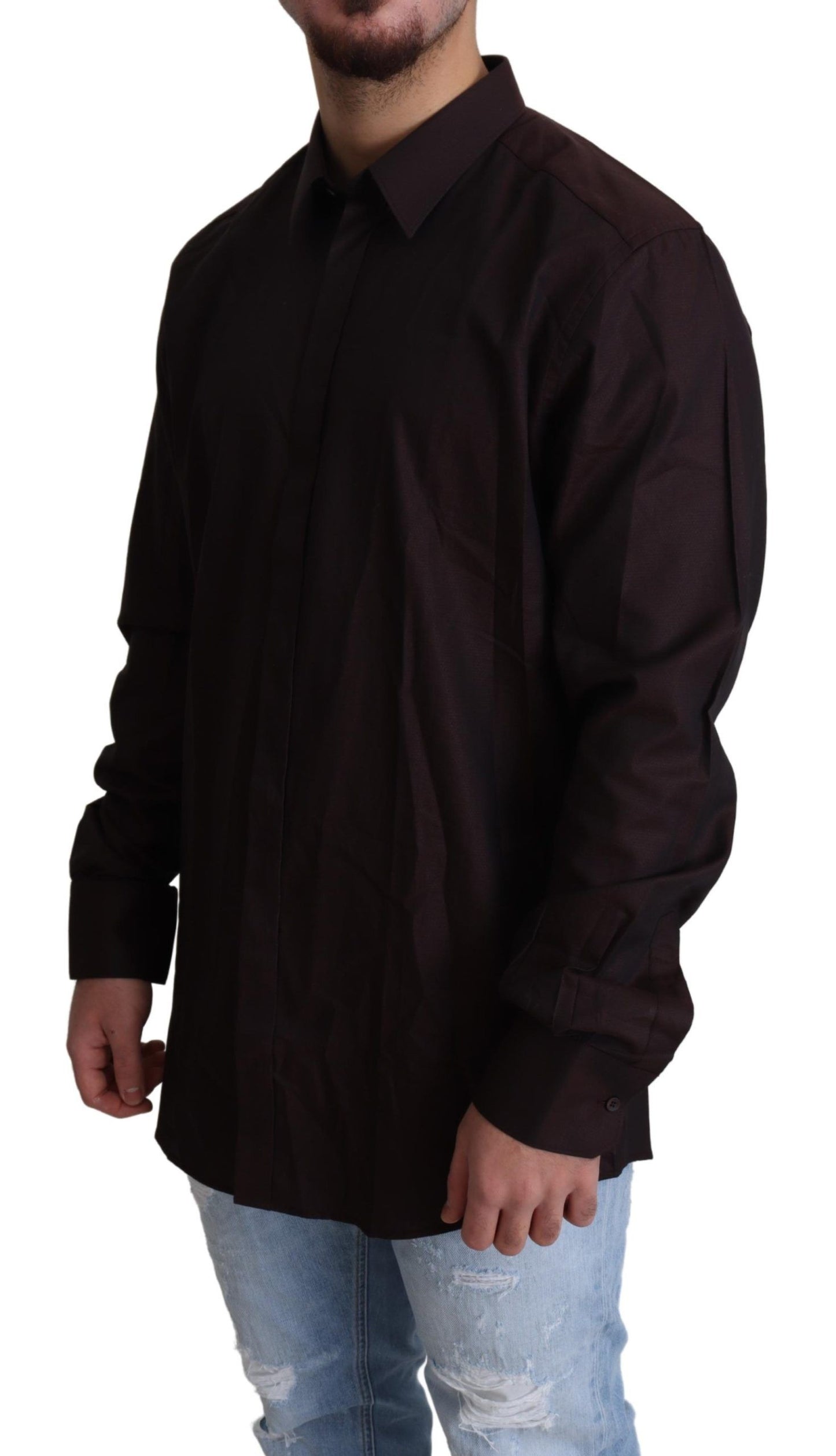 Braunes 100% Baumwolle Herren Kleid Formales Hemd