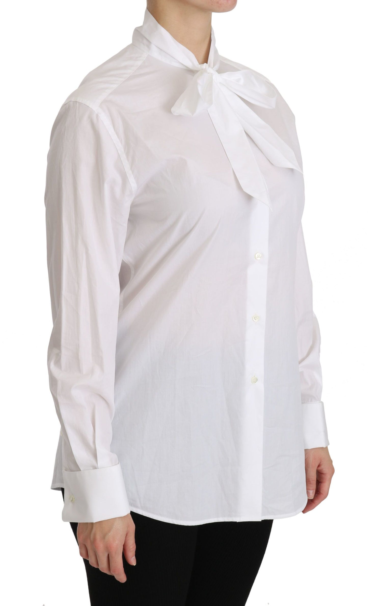 Weißes langärmeliges Poloshirt mit Rollkragen