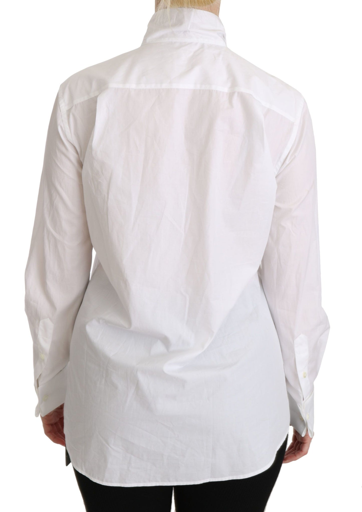 Weißes langärmeliges Poloshirt mit Rollkragen