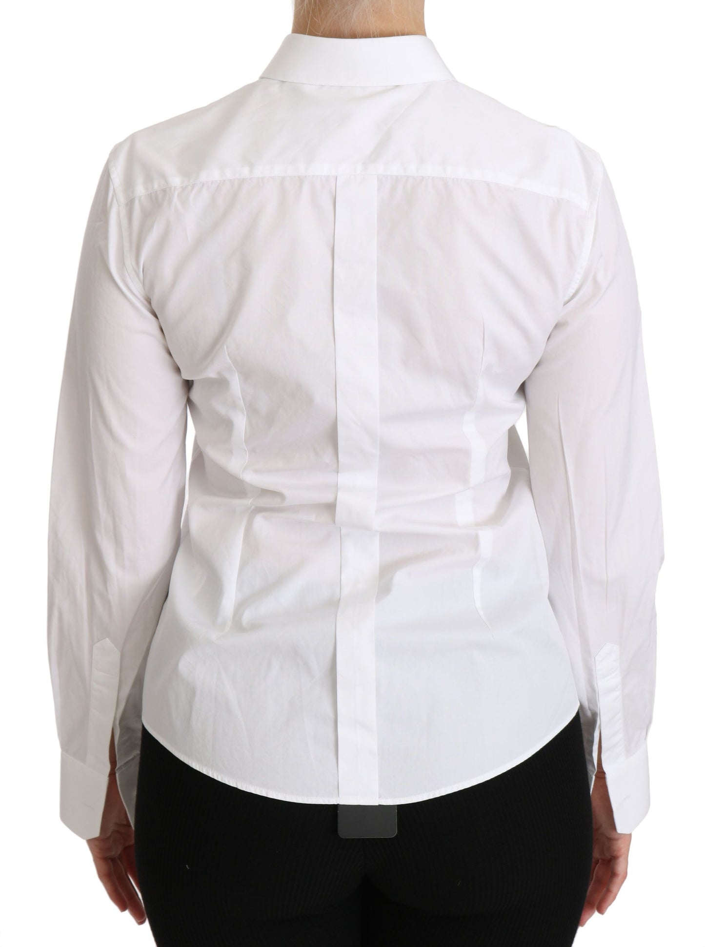 Weißes langärmeliges Poloshirt mit Kragen