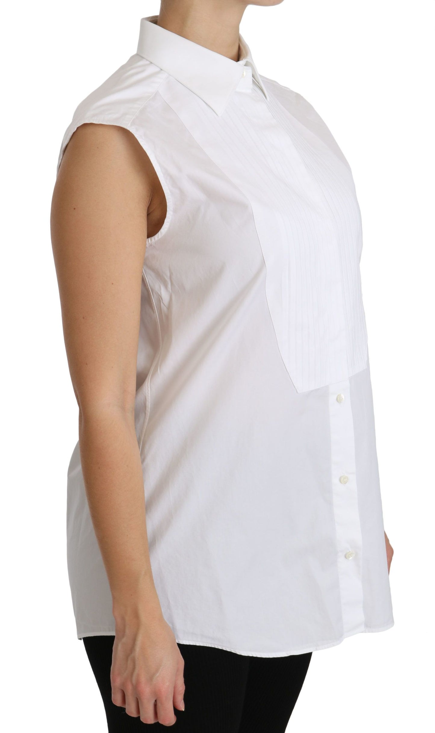 Weißes ärmelloses Poloshirt mit Kragen