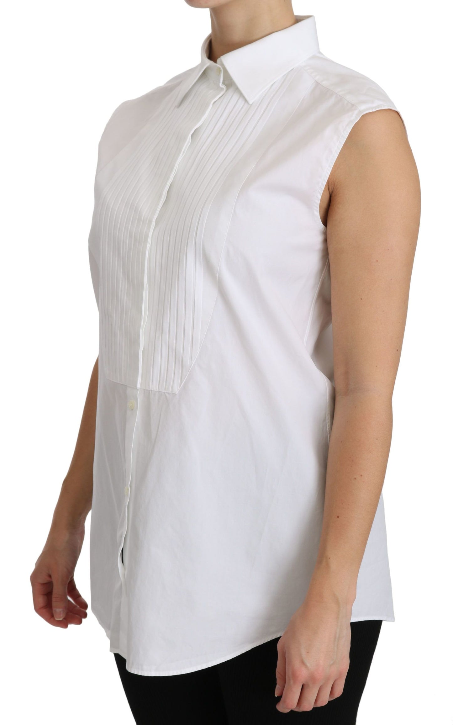 Weißes ärmelloses Poloshirt mit Kragen