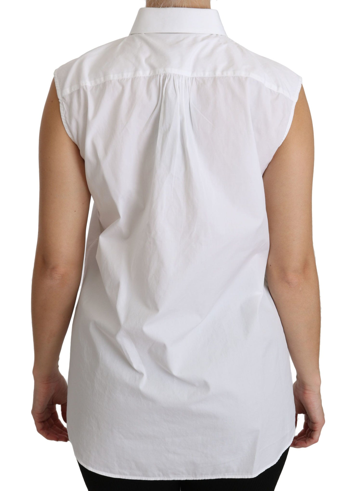 Weißes ärmelloses Poloshirt mit Kragen