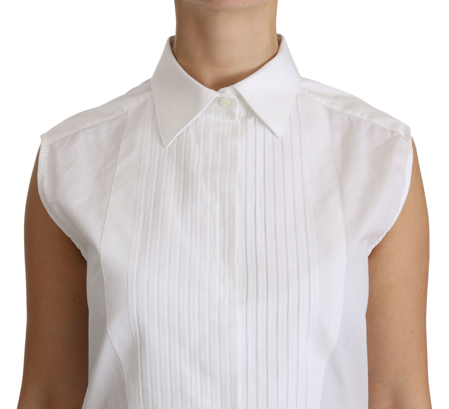 Weißes ärmelloses Poloshirt mit Kragen