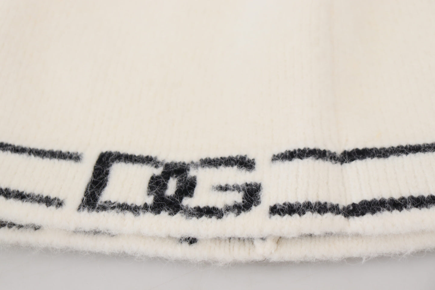 Elfenbeinfarbener DG Logo-Druck Minirock mit hoher Taille