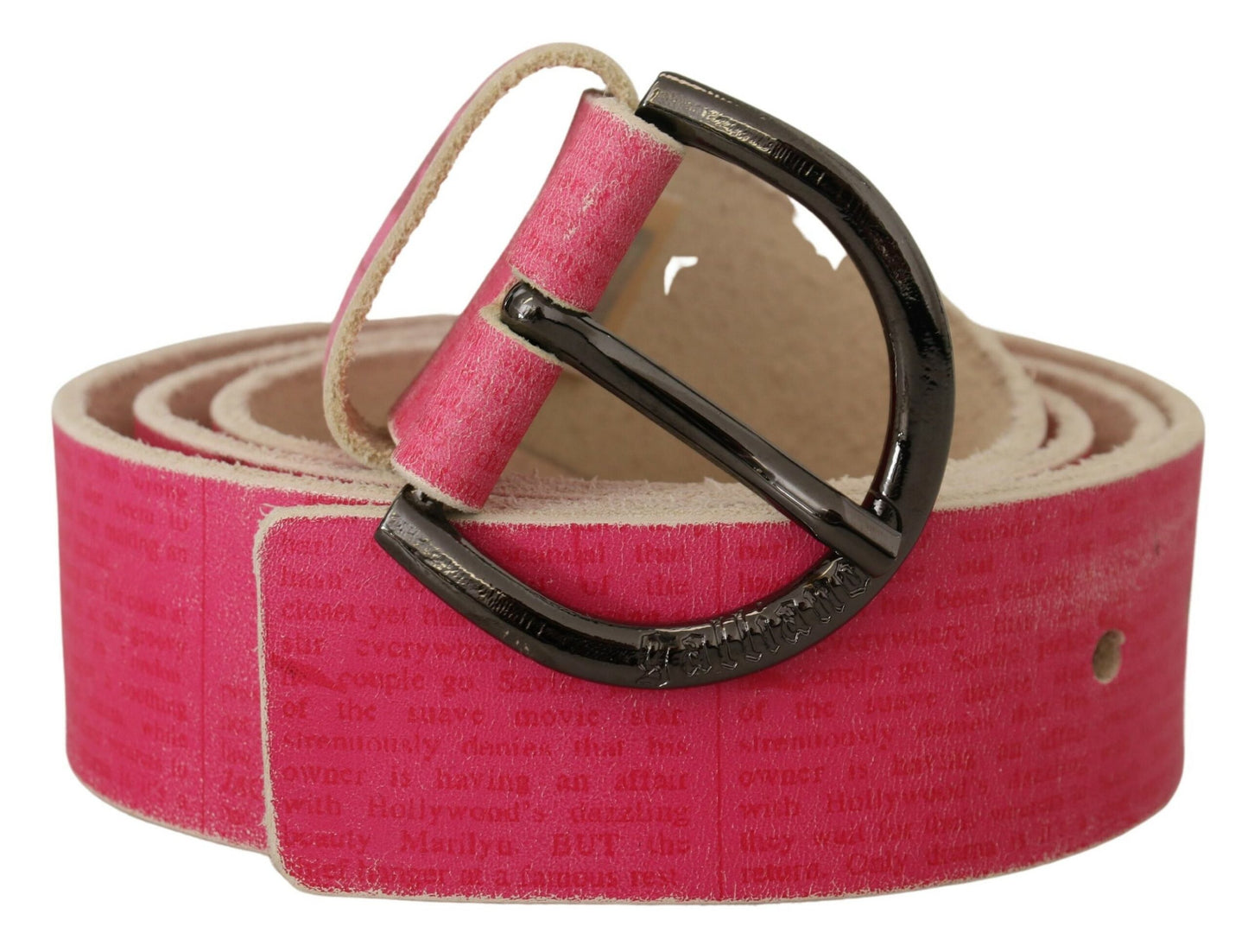 Rosa Leder Brief Logo Runde Schnalle Taille Gürtel