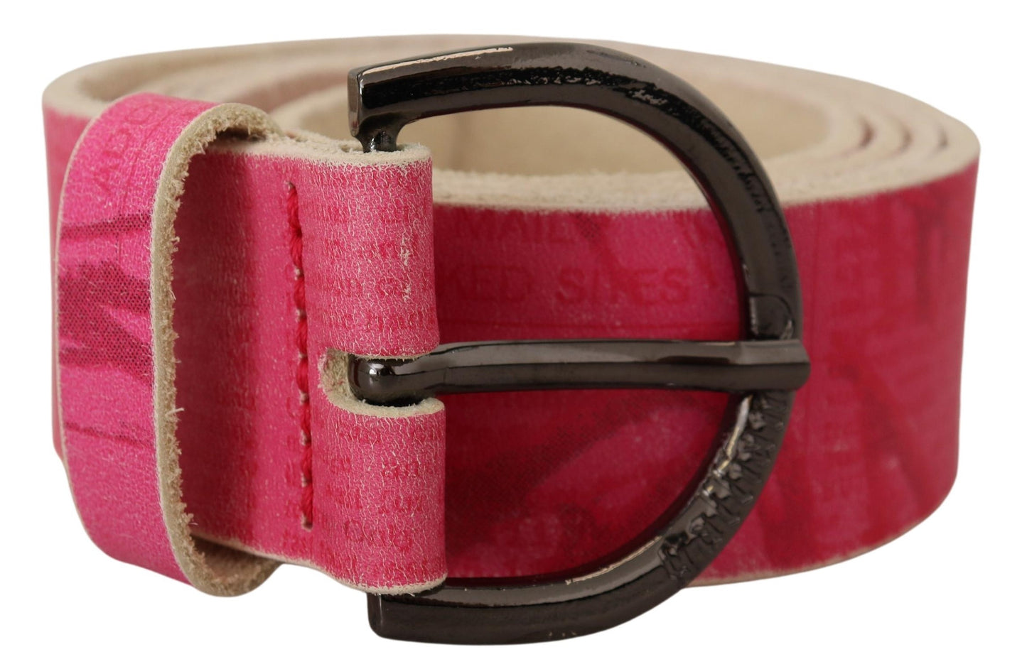 Rosa Leder Brief Logo Runde Schnalle Taille Gürtel