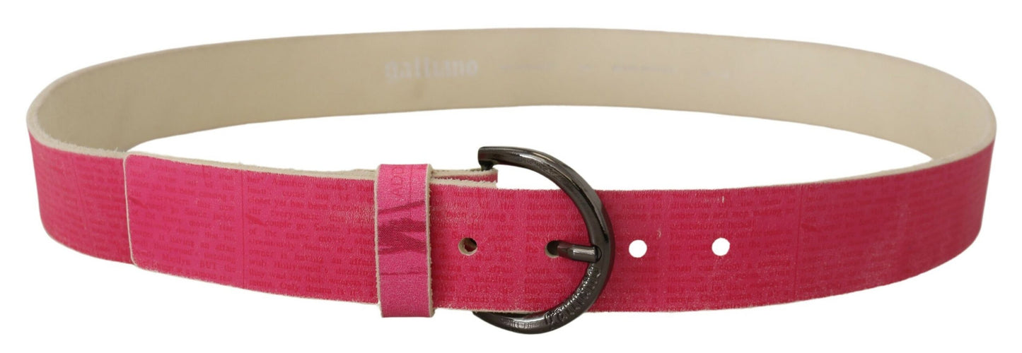 Rosa Leder Brief Logo Runde Schnalle Taille Gürtel