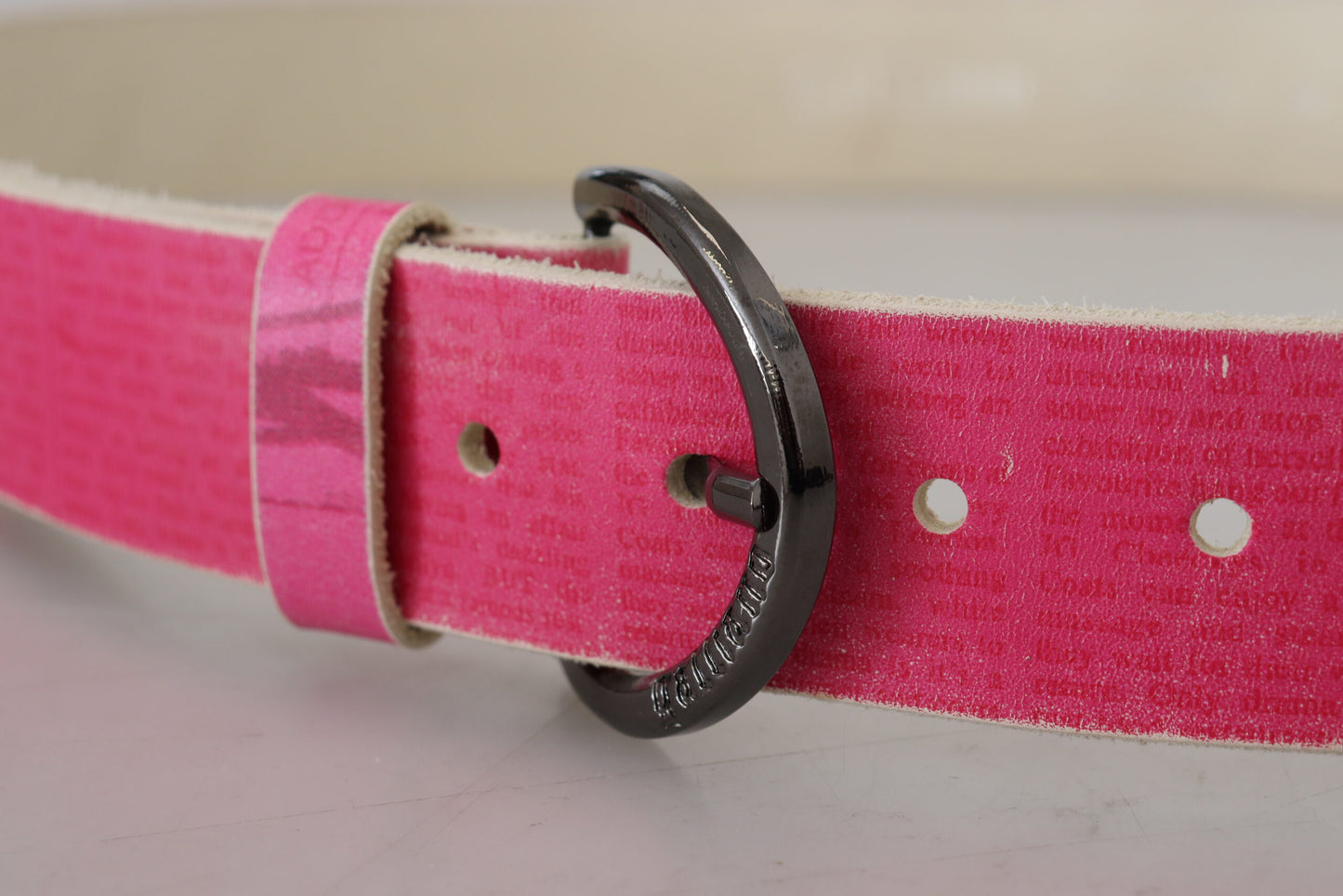 Rosa Leder Brief Logo Runde Schnalle Taille Gürtel