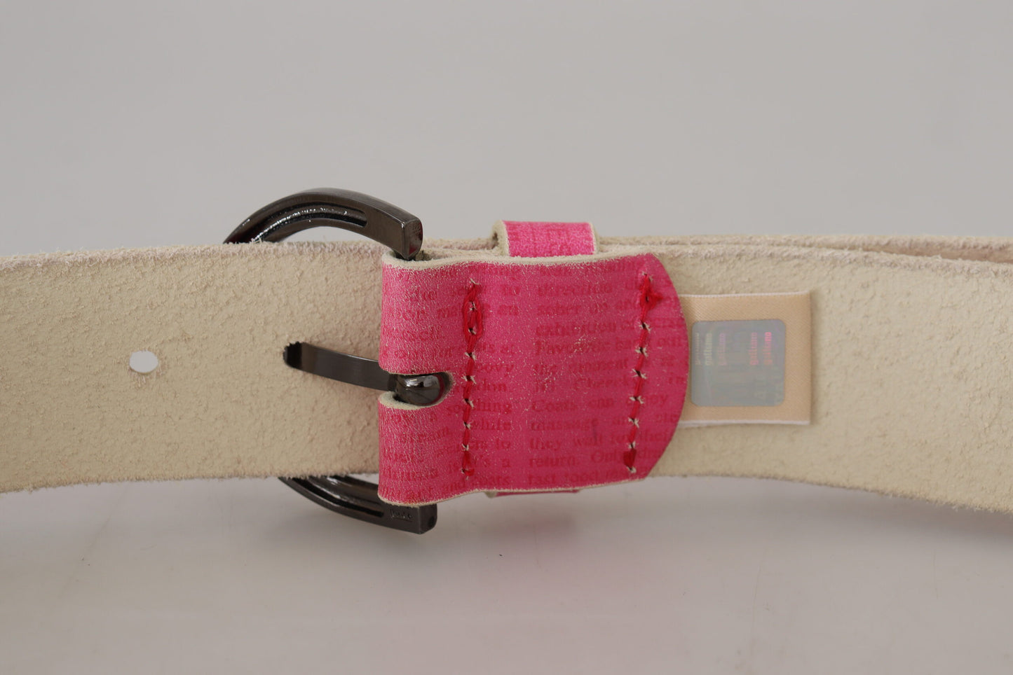 Rosa Leder Brief Logo Runde Schnalle Taille Gürtel