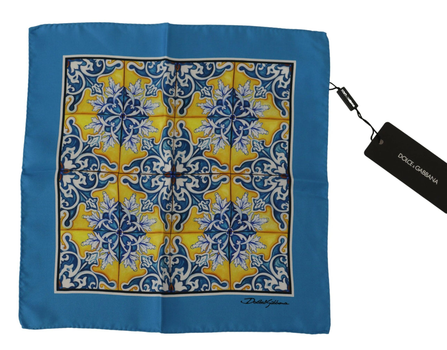 Blaues Majolika-Muster Quadratischer Taschentuchschal