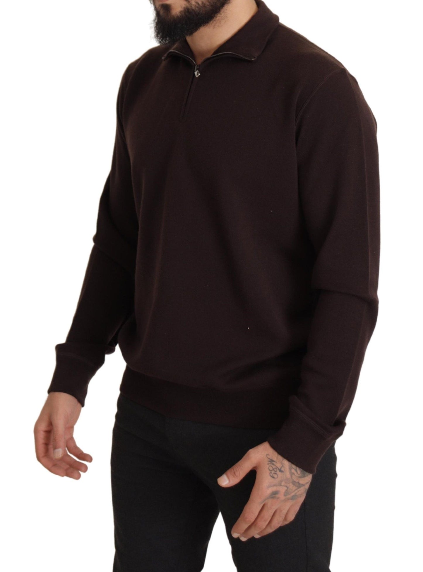 Brauner Kaschmirpullover mit Kragen