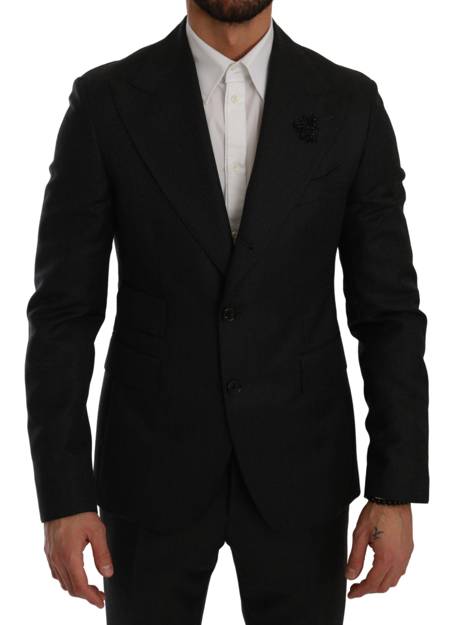 Schwarzer Crystal Bee Slim Fit 2 Stück Anzug