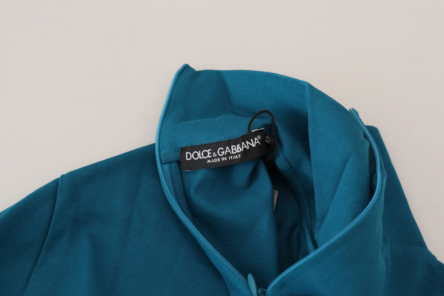 Blauer Baumwollpullover mit Kragen Schlanker Pullover
