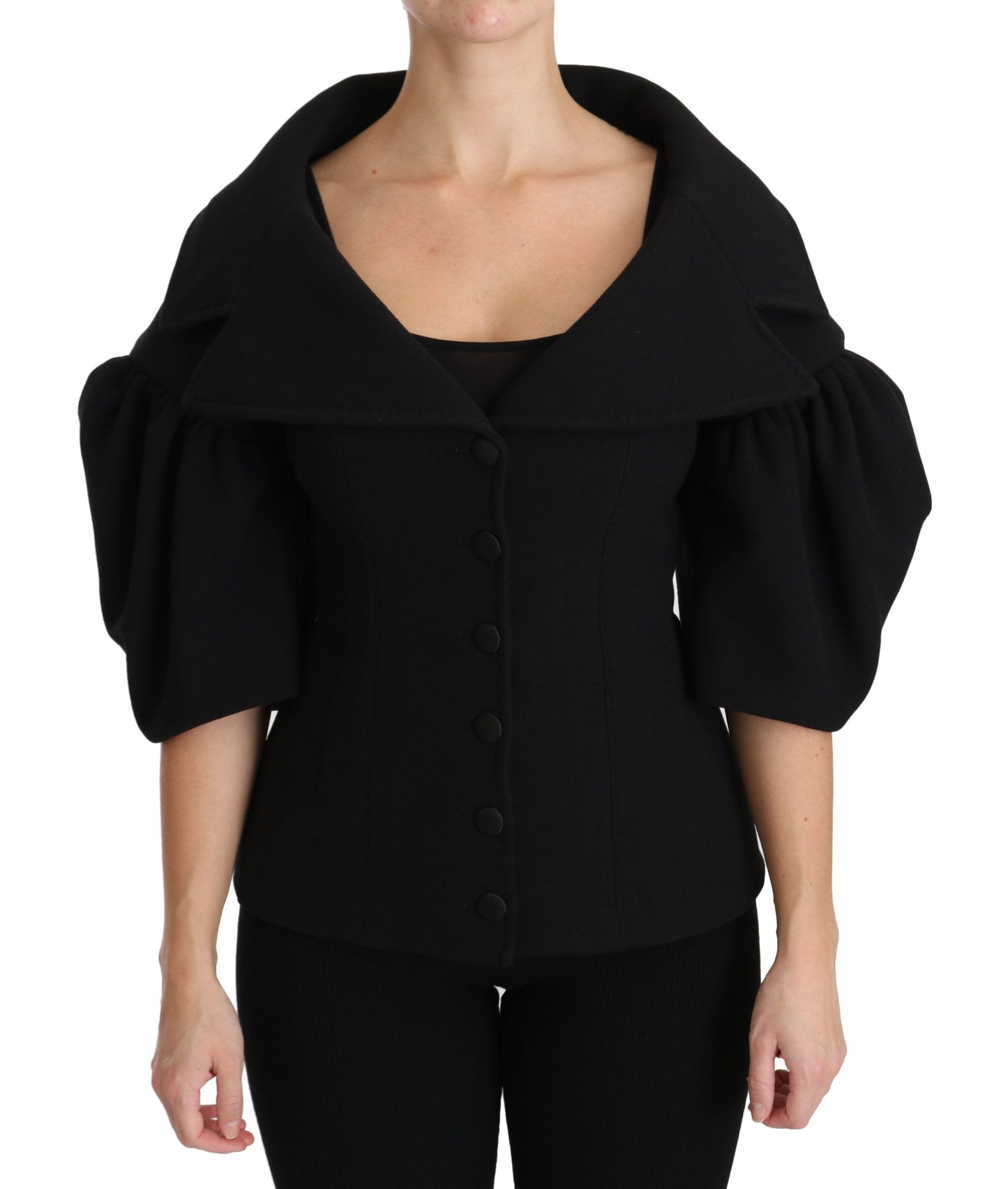 Schwarzer formeller Mantel Schurwolljacke