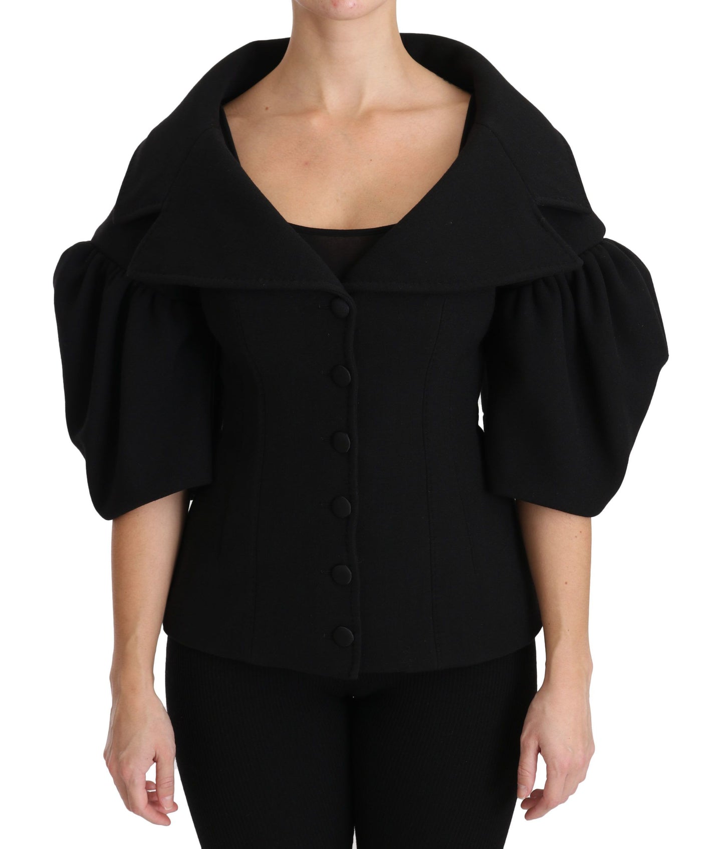 Schwarzer formeller Mantel Schurwolljacke